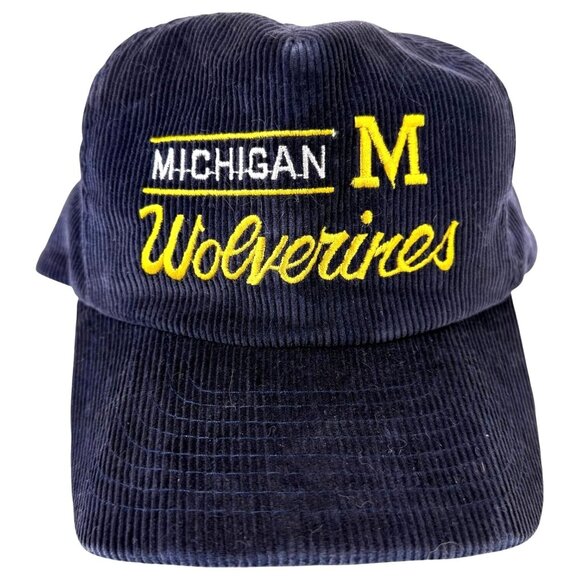 Otto Cap Other - Vintage University Of Michigan Wolverines Corduroy Hat SnapBack Embroidered Blue